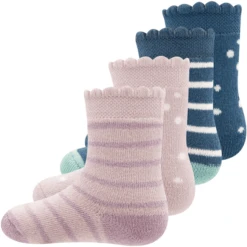 Ewers Baby Sokken 4-Pack Thermo Dots/Ringlets Roze-Blauw