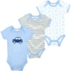 Hut Korte Mouw Bodysuit 3 Pack Blauw