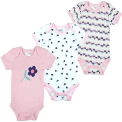 Hut Korte Mouw Bodysuit 3 Pack Roze