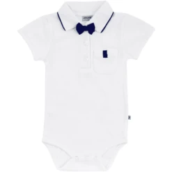 JACKY Lichaamsshirt Korte Mouw Met Afneembare Vlinderdas Wit/ Marine