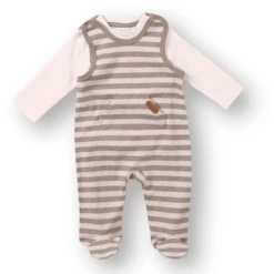 LITTLE Romperset 2-delig Beige Gestreept