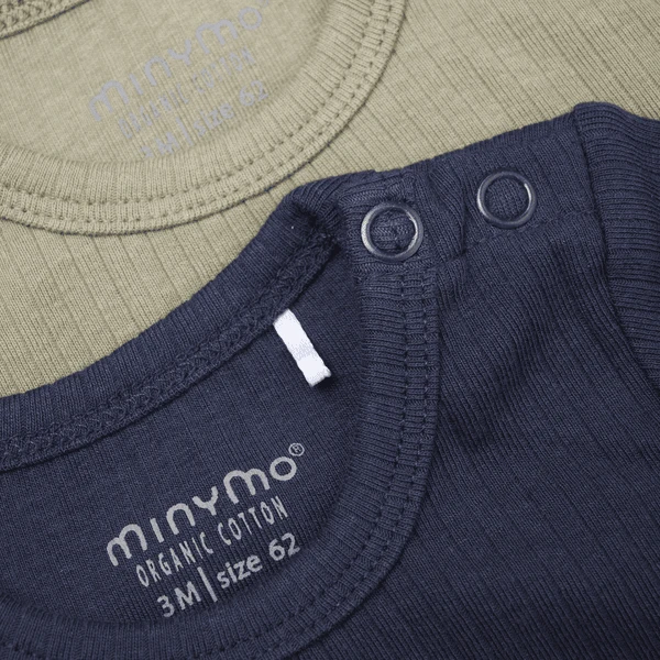 Minymo Bodysuit Met Lange Mouwen 2 Pack Dark Navy - Afbeelding 3