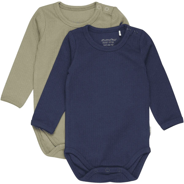 Minymo Bodysuit Met Lange Mouwen 2 Pack Dark Navy - Afbeelding 4