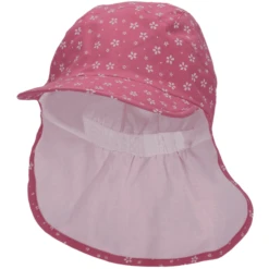 Sterntaler Peaked Cap Met Nekbescherming Bloemen Roze