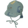 Sterntaler Reversible Peaked Cap Met Nekbeschermer Dinos Donkergroen